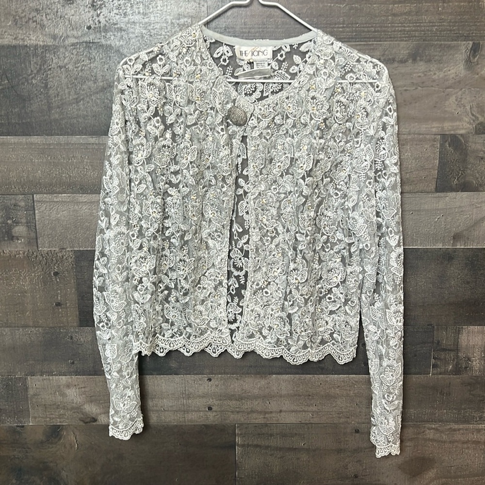 New! Stunning Silver Lace The Icing Jacket